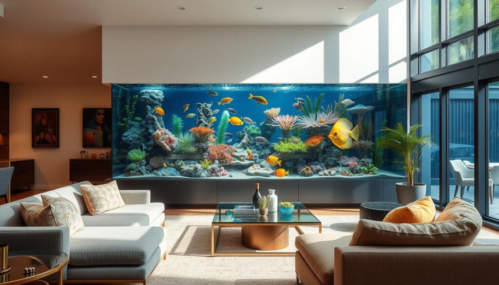 Custom aquarium in a living room