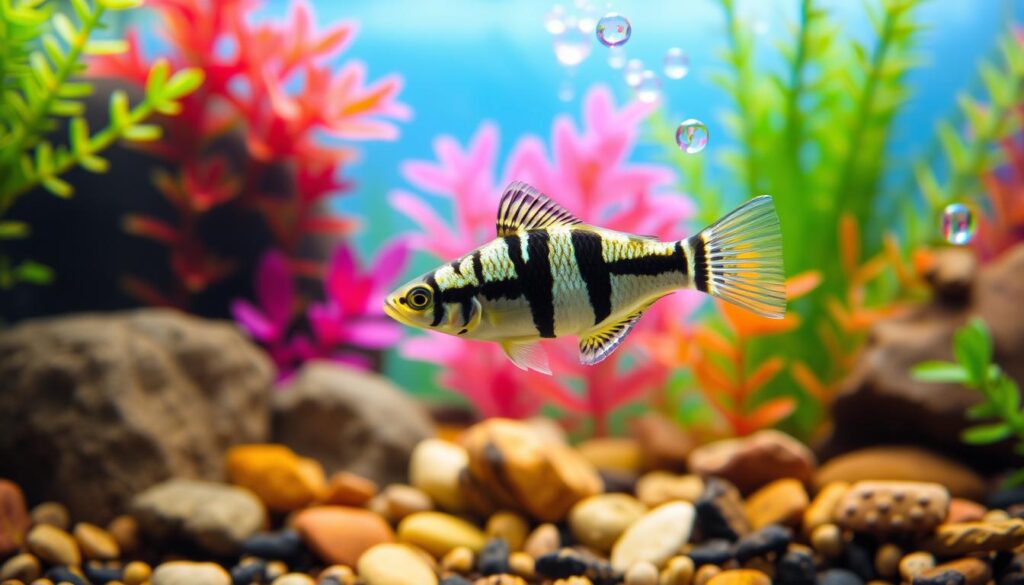 Zebra danio in freshwater aquarium